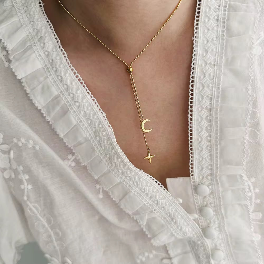 Moon & Star Tassel Necklace