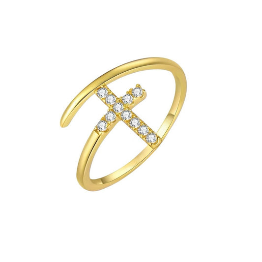 Cross Vermeil Adjustable Ring