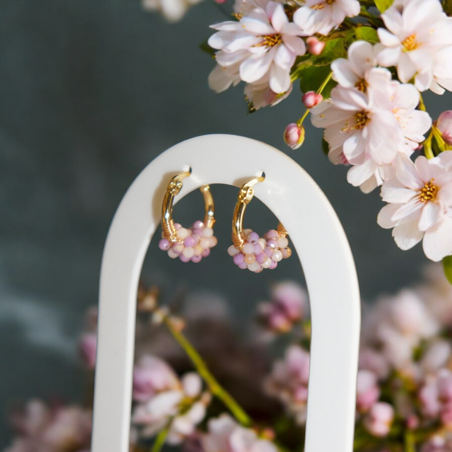 Elegant Natural Crystals wrapped 15mm hoops