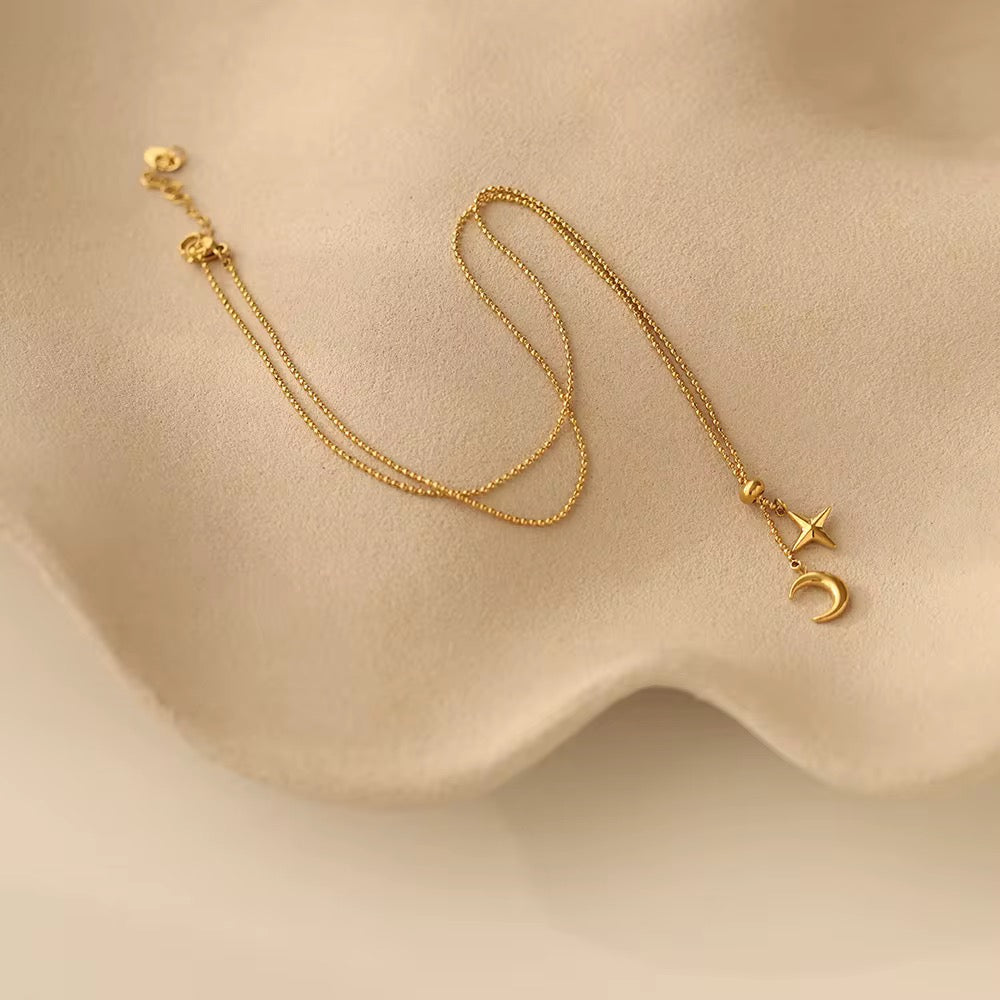 Moon & Star Tassel Necklace