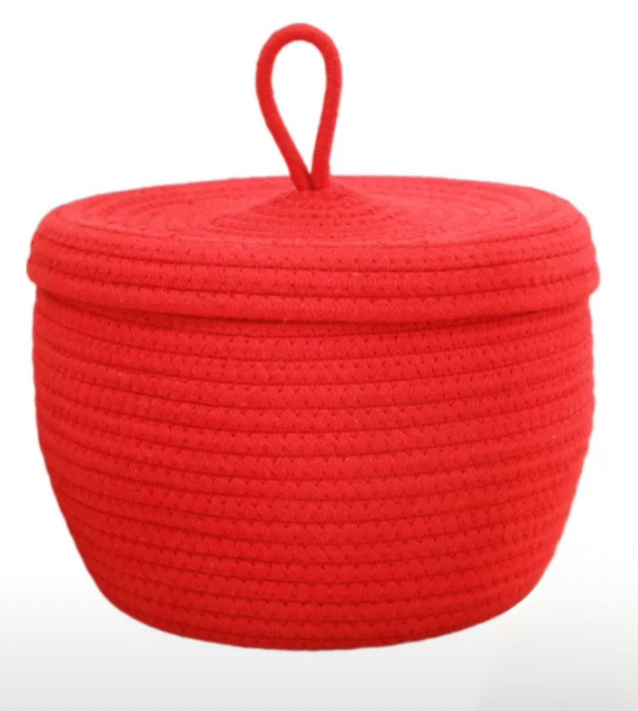 Textured Rope Basket with Lid