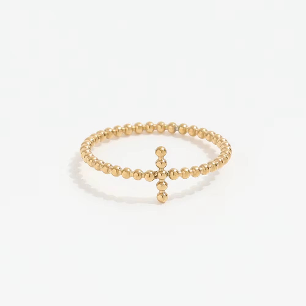 “Beaded” cross ring