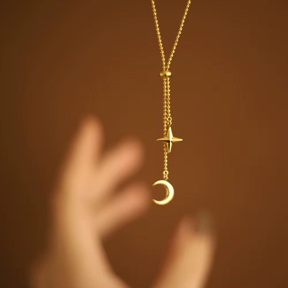 Moon & Star Tassel Necklace
