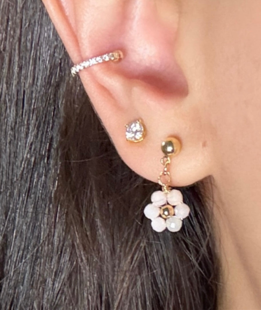 Flower Drop Earrings - Sterling Silver Post