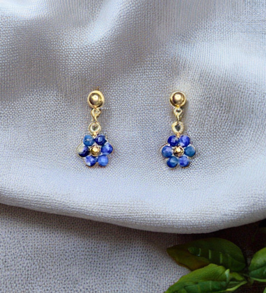 Flower Drop Earrings - Sterling Silver Post
