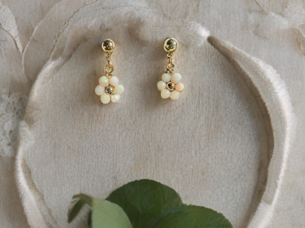 Flower Drop Earrings - Sterling Silver Post