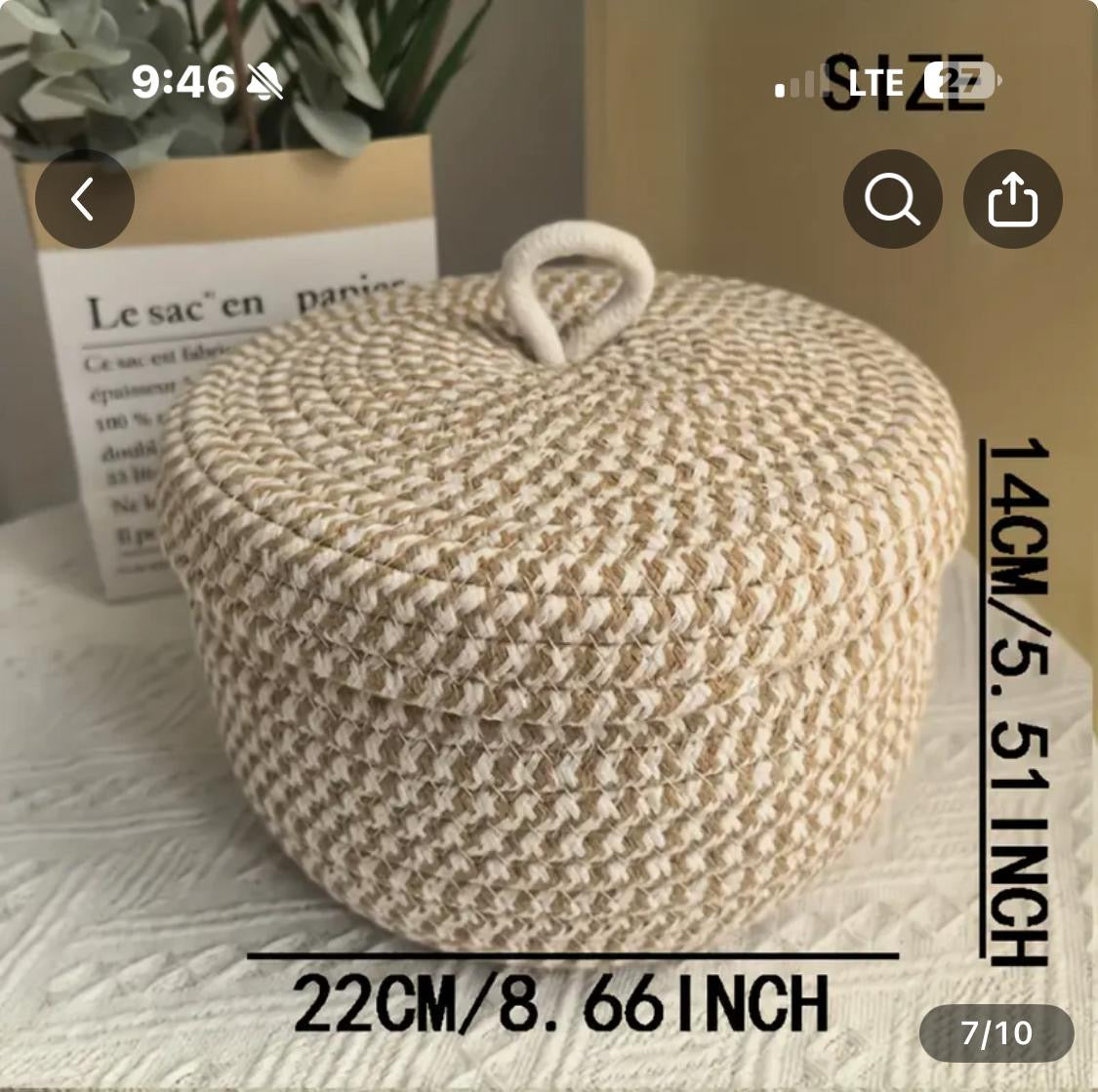 Neutral Braided Basket – Beige & White